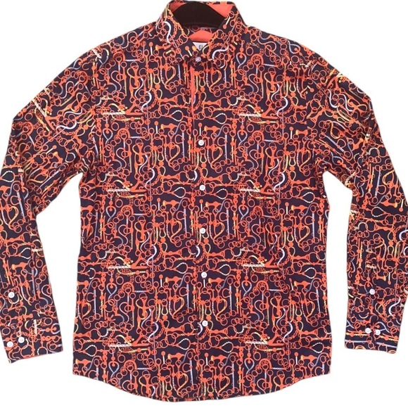 Elie Balleh Milano Italy NWT Shirt Chain-Print Casual Button Down Cotton Shirt - Picture 10 of 11